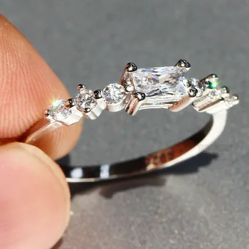 Přírodní Kámen 925 Barva Stříbrná Diamant Prsten Šperky Anillo De Bizuteria Svatební Drahokam Šperky Topaz Prsten pro Ženy