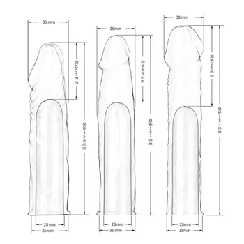 Obrovský Penis Extender Prodlouží Dildo Realistické Kondomy pro Muže Penis Rukáv Opakovaně Kondomy Čas Zpoždění 55 65 75 mm Sexuální Hračky