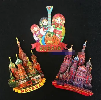 Hot Prodej Nejnovější Ruské Lednička Magnety, Magnetické Nálepky, Panenky, Moskva Turistické Suvenýry, Dřevěné Tabule Nálepka