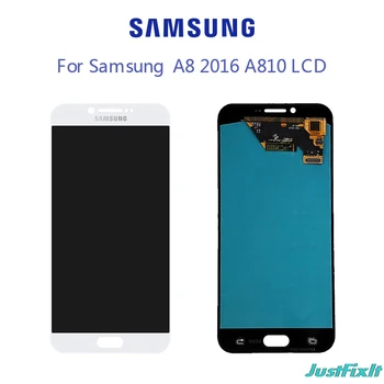Pro Samsung A8 2016 A810 LCD Pro A810 A8100 Disaplay LCD Displej Dotykový Digitizér Shromáždění Doprava Zdarma testováno SUPER AMOLED