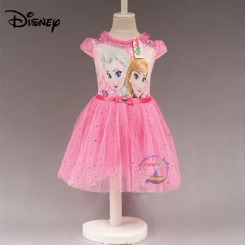 Disney zdobený princezna šaty letní dívky lesklé dětské oblečení dětské bavlněné šaty