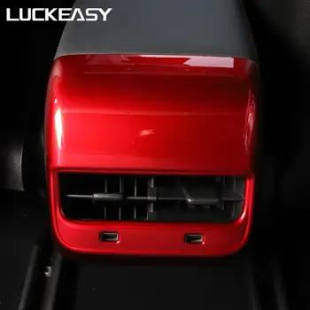 LUCKEASY Pro Tesla model 3 2017-2019 Zadní loketní opěrka, schránka ABS dekorativní tvar, dekorace Interiéru, Auto Příslušenství, červené/bílé