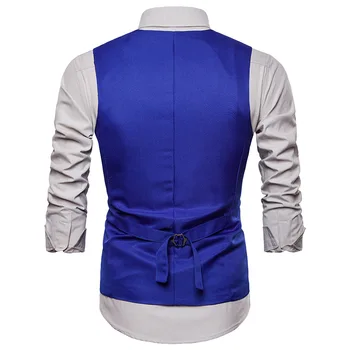 Pánské Módní Royal Modrý Oblek Vesta 2018 Zbrusu Nové Double Breasted Šaty, Vesty Pro Muže Ležérní bez Rukávů Formální Obchodní Bunda