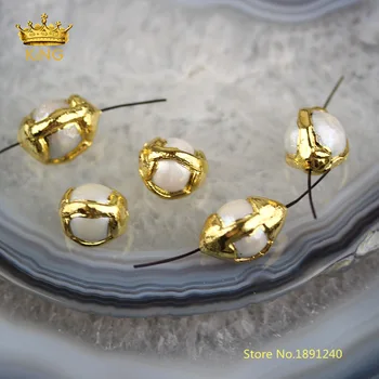 10ks Dvojitý Kužel ve Tvaru Shell Otvory Přívěsky Šperky Nálezy,Bílé Perly s Zlaté Mědi Mírně Kouzlo DIY Náramek YYF39