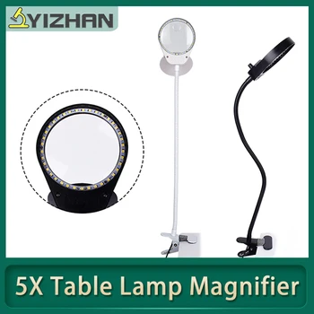 5x Nové stolní Lampa Lupa Klip-na Stůl Top LED Lampa Čtení Velký Objektiv Lupa se Svorkou pro Salon Krásy, USB