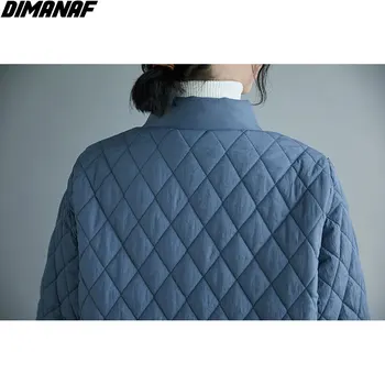 DIMANAF 2020 Plus Velikost Kabáty Ženy Zimní Bavlna-polstrovaný Bunda, Kostkované Rolák Ženské Oblečení Volné Ležérní Bundu