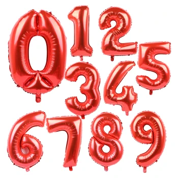 50ks 32 palcový Červená Černá Počet fólie Helium Balónky Narozeniny, Strana, Svatba Dekor nafukovací Balónu Akce Zásoby Strany