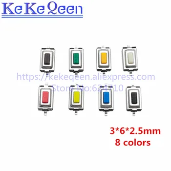 1000ks 3*6*2.5 MM Takt Micro Touch Switch 3X6X2.5MM 3*6*2.5 SMD Bílá Červená černá Černá oranžová Zelená Modrá Hnědá Tlačítko Hlavu