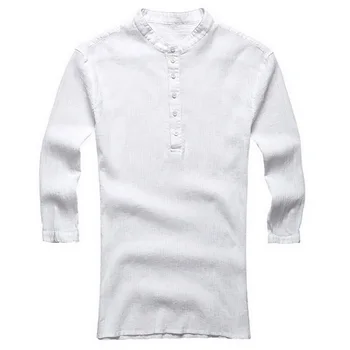 2020 Letní Pánské Košile, Prádlo Triko Bílé Příležitostné Tři Čtvrtletí Rukáv V Krku Havajské Košili Beach Prodyšná Košile
