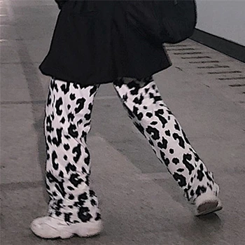 Kráva Tisk Kalhoty Ženy Korejský Styl Kráva Tisk Široký Nohou Kalhoty Harajuku Kalhoty Letní Korean Oblečení Streetwear Ženy