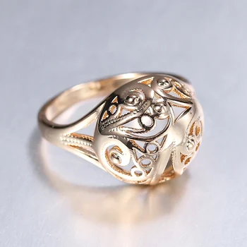585 Růžové Zlato Kolem Víří vystřihnout Míč Vzor Prsteny pro Ženy, Dívky, Svatební Party Elegantní Šperky GR71
