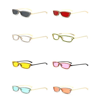 Peekaboo oranžové ženy drahokamu sluneční brýle, zelené, jasné barvy, malý sluneční brýle pro dámy, doplňky, ženy uv400 kov