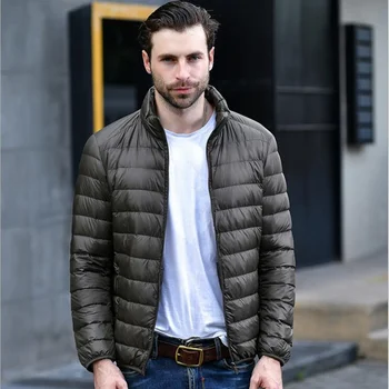 Značky Muži Bundy Kabáty 2020 Zimní Pánské Ležérní Bundy na Zip Kabát Peří péřová Bunda Muži Módní Slim Fit Svrchních oděvů