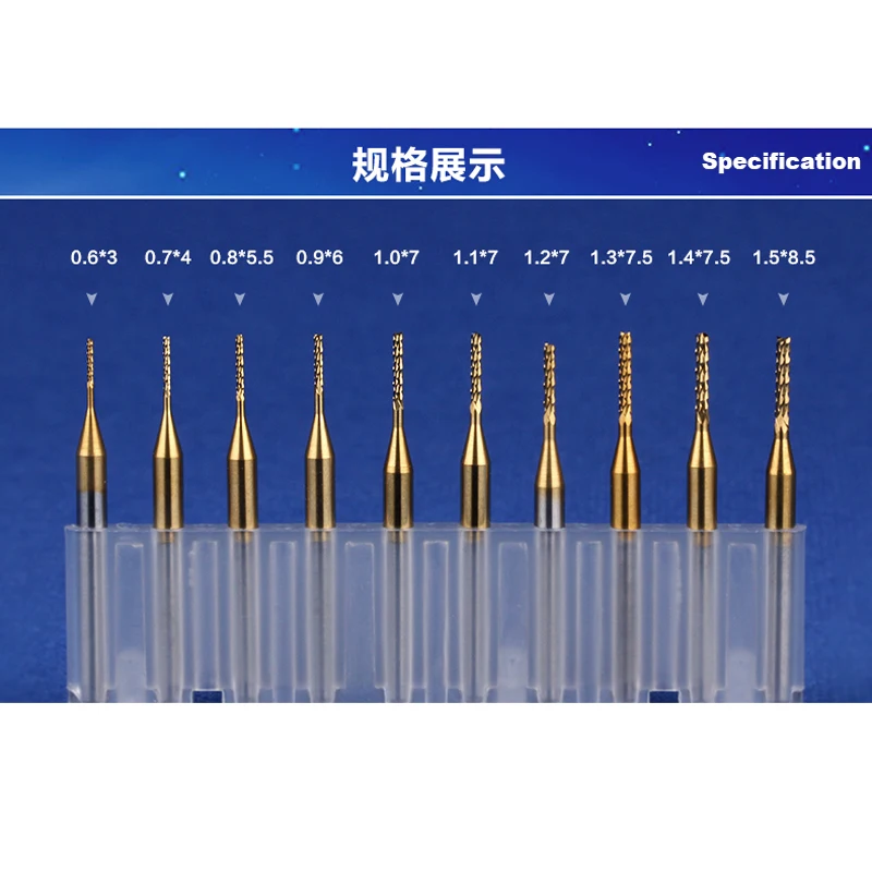 10pcs Titanu Kabát Carbide 1,5 mm-3.175 mm End Mill Rytí Bitů CNC Rotační Otřepů Sada 2
