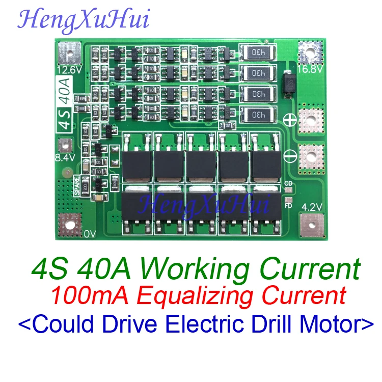 14.8 V 16,8 V 4S40A Lithium Baterie Ochrana Deska se Vyrovnal Nabíjení Disk Drill Motoru BMS 0