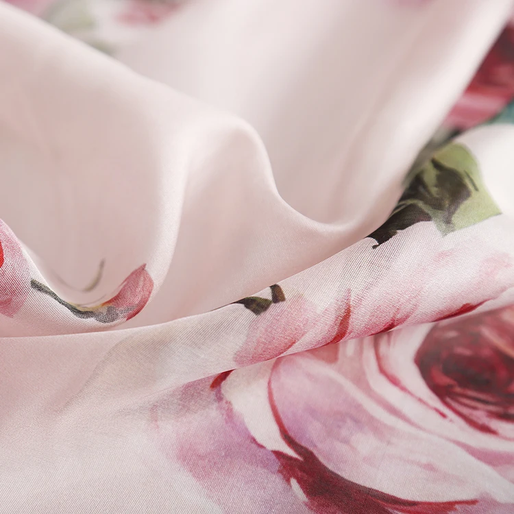 145cm Šířka Romantické Růže Pojistku s Růžové Růže Tisk Tenké Transparentní Šifon Tkaniny pro Ženy, Dívka, Dlouhé Letní Šaty DIY Šití 2
