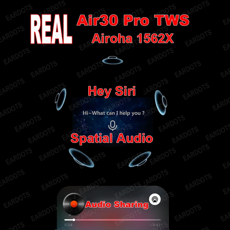1562X Air30 Pro ANC TWS Pravda, Světelný Senzor Real Voice Assistant Bezdrátové Sluchátka Audio Sdílení Bluetooth 5.0 Sluchátka Sluchátka 2