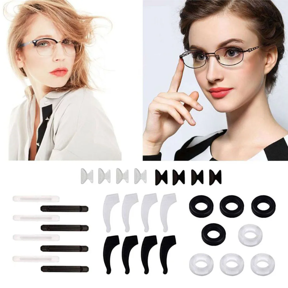 16 Párů Silikonové Anti-slip Kolo Brýlí Držáky Brýle, Nos Podložky Ušní Háčky Kombinace Sada Velkoobchod 5