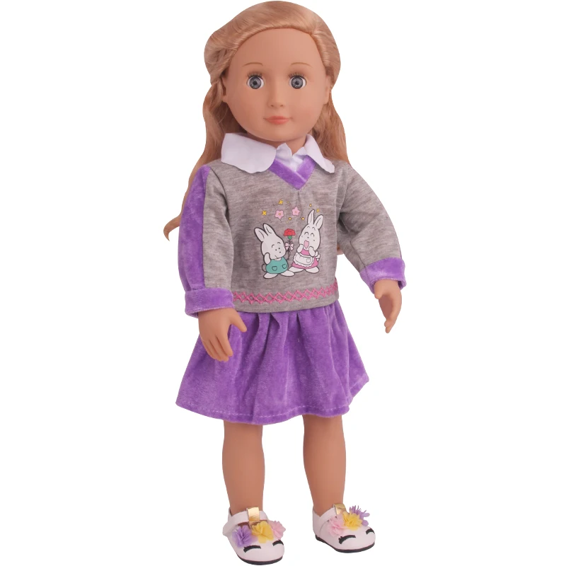 18 inch Girls panenka oblečení Roztomilé fialové králík oblek sukně Americké new born sukně Dětské hračky vhodné 43 cm baby panenky c796 0