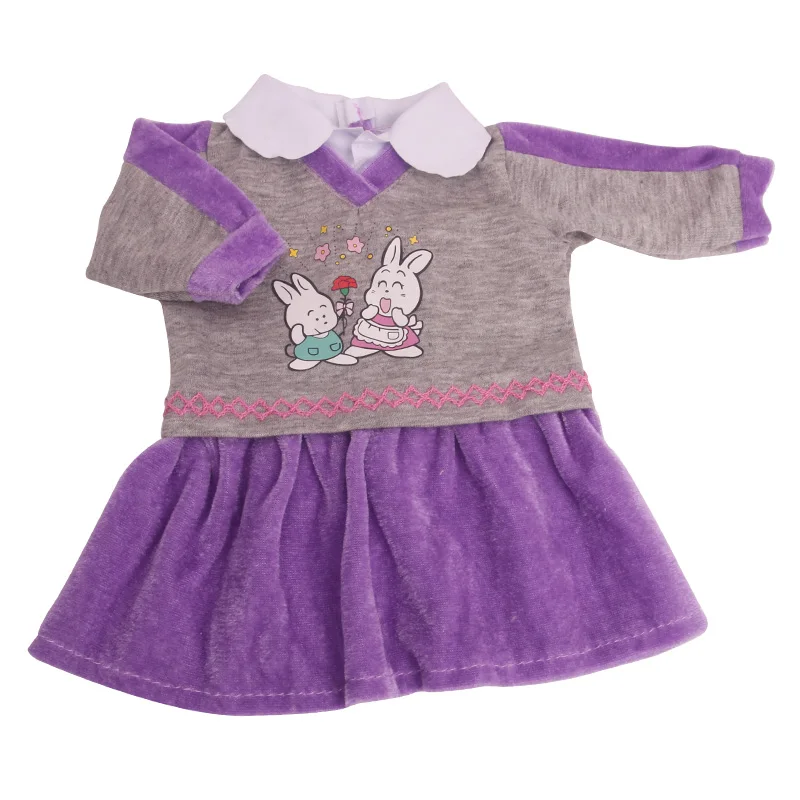 18 inch Girls panenka oblečení Roztomilé fialové králík oblek sukně Americké new born sukně Dětské hračky vhodné 43 cm baby panenky c796 3