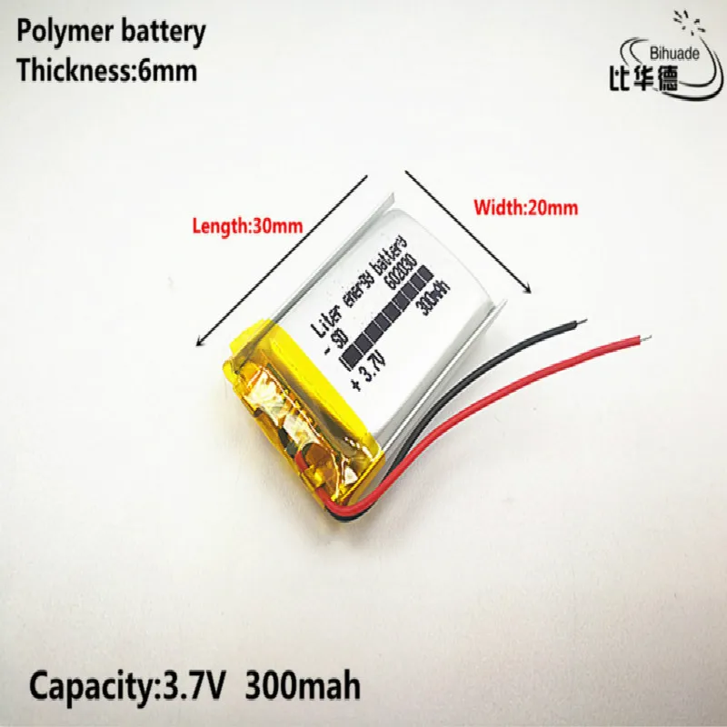 1ks/hodně 602030 300 mah 3,7 V lithium-ion polymer baterie, kvalitní zboží, kvalitní CE FCC ROHS certifikace orgán 1