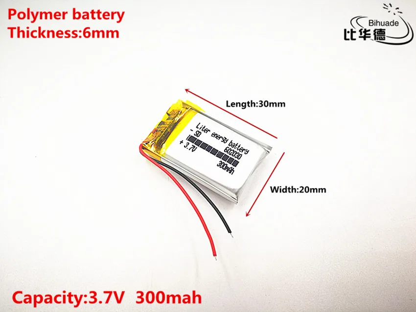 1ks/hodně 602030 300 mah 3,7 V lithium-ion polymer baterie, kvalitní zboží, kvalitní CE FCC ROHS certifikace orgán 2