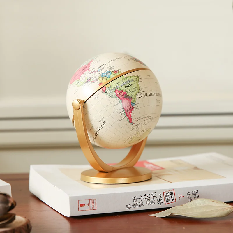 1KS Rotující Vintage Svět Zeměkoule Se Stát, Země, Mapa Oceánu Míč Office Desktop Starožitné Domova Geografie Vzdělávací Model 3