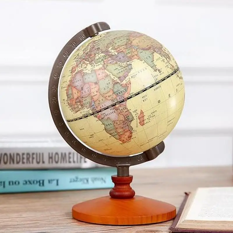 1KS Rotující Vintage Svět Zeměkoule Se Stát, Země, Mapa Oceánu Míč Office Desktop Starožitné Domova Geografie Vzdělávací Model 5