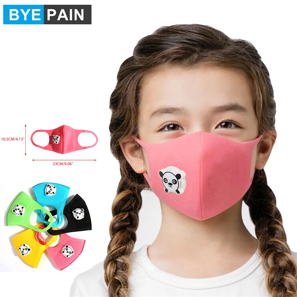 1ks Roztomilý Panda Respirátor, Maska Děti Děti Zahustit Houba Tvář Ústa Masky PM2.5 Dech Ventil Maska 3