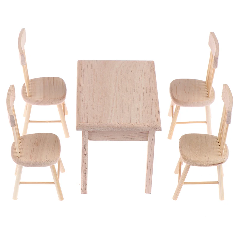 1Set Jídelní Stůl, Židle Model 1:12 Domeček pro panenky Miniaturní Dřevěný Nábytek Hračky Sada Vysoce Kvalitní 1