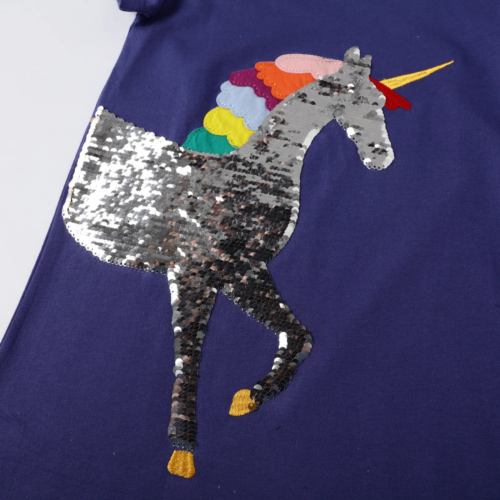 2-7 Let dívčí Šaty s Embroideried Unicorn Sequines T-Shirt Šaty pro Batole Děti Letní Oblečení Princezna Šaty Party 1