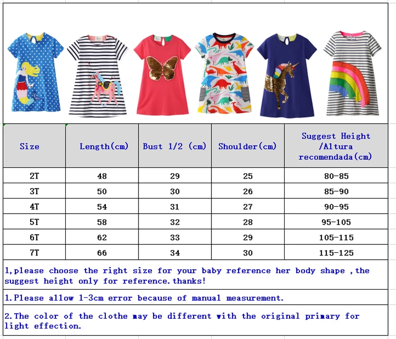 2-7 Let dívčí Šaty s Embroideried Unicorn Sequines T-Shirt Šaty pro Batole Děti Letní Oblečení Princezna Šaty Party 2