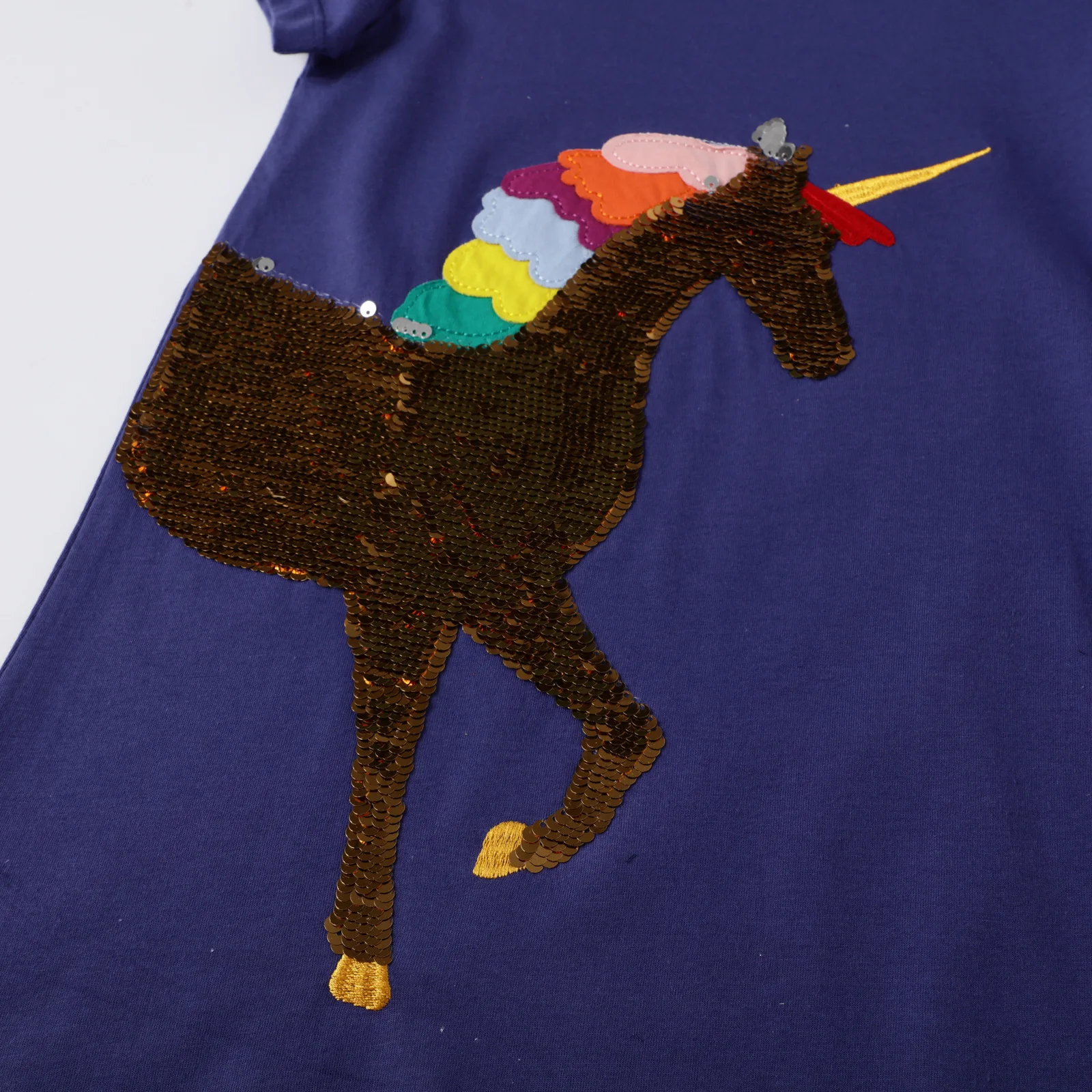 2-7 Let dívčí Šaty s Embroideried Unicorn Sequines T-Shirt Šaty pro Batole Děti Letní Oblečení Princezna Šaty Party 3