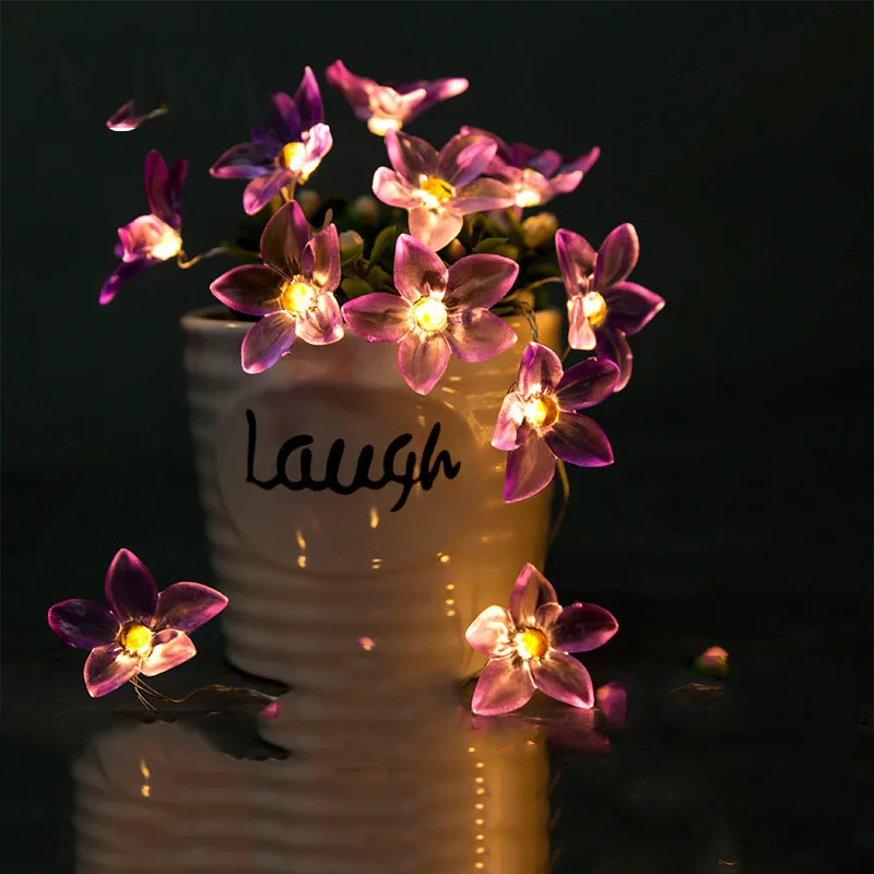 20 Led Fialové Lily Měděný Drát na Baterie String Světla, 2m LED Dekorace Pro Vánoční Věnec Na Okno, Nový Rok 1