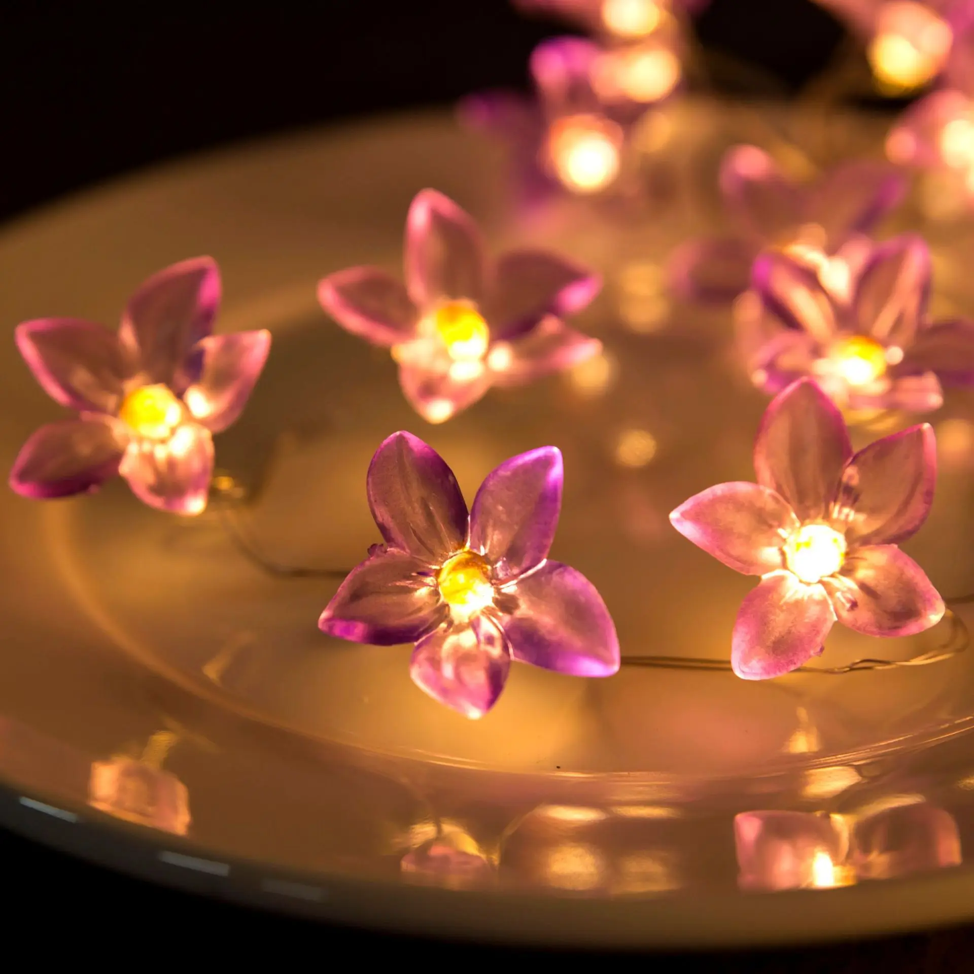 20 Led Fialové Lily Měděný Drát na Baterie String Světla, 2m LED Dekorace Pro Vánoční Věnec Na Okno, Nový Rok 5