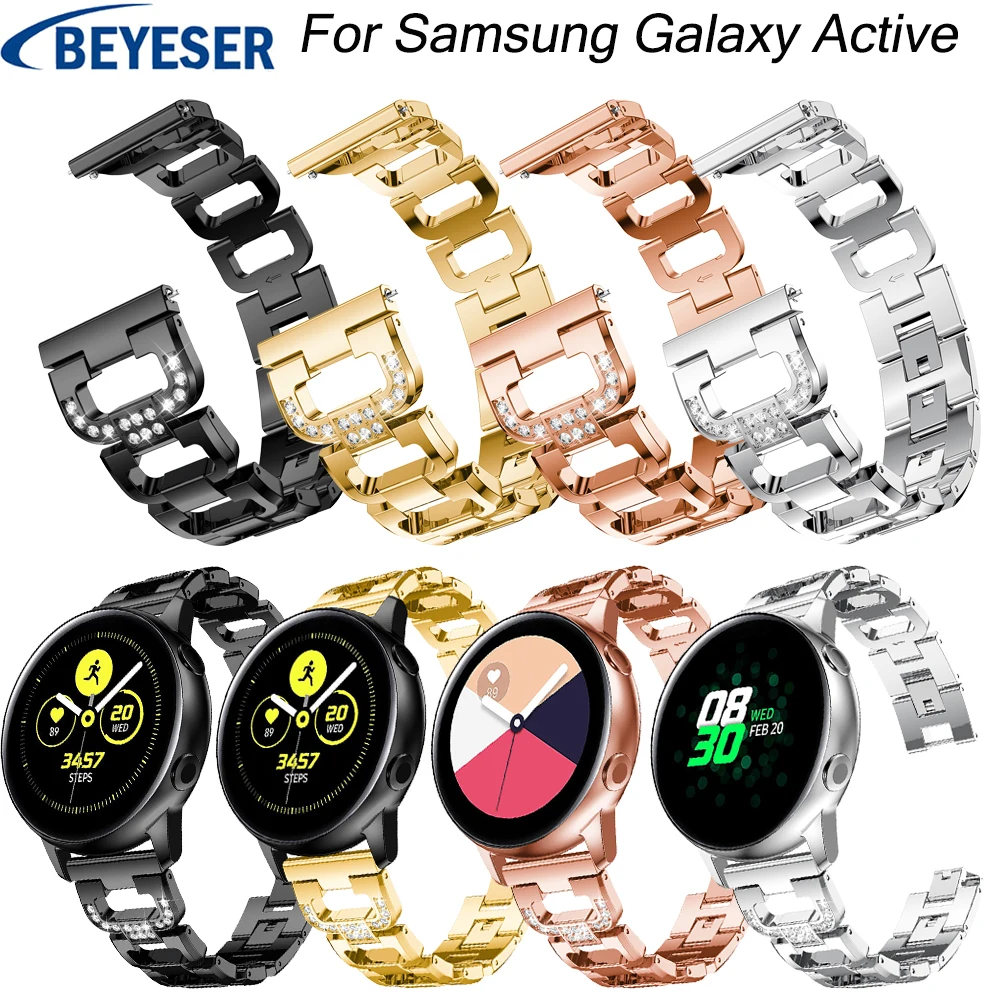 20 mm Watchband Pro Hodinky Samsung Galaxy Active 2 z Nerezové Oceli Kovové watchstrap Drahokamu Náramek classic náhradní popruh 4