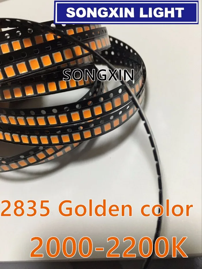 200pcs LED Čip Žluté Barvy SMD 2835 Zlatá žlutá pro Povrchovou Montáž SMT Korálek Vysoký Jas 2200K LED Light Emitting Diode Lampa 2