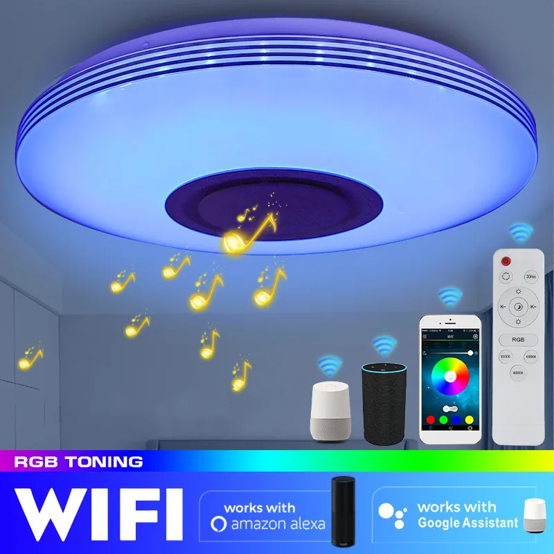 200W Moderní RGB LED Stropní Světlo, Osvětlení Domácnosti bluetooth Hudební Světlo Ložnice WiFi APP Dálkové Ovládání Inteligentní Stropní Svítidlo 2
