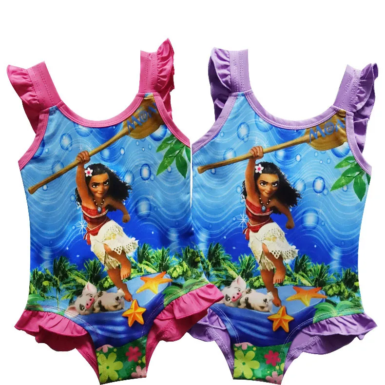 2018 nové Moana trolly, holčičko biquini jeden kus moana Kreslený plavání Plavky plavky Bikini Dívky 4-10R 1