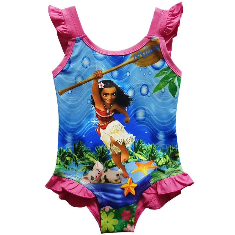 2018 nové Moana trolly, holčičko biquini jeden kus moana Kreslený plavání Plavky plavky Bikini Dívky 4-10R 4