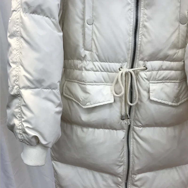 2019 zimní nový styl korejské verze péřová bunda dlouhé styl, velké vlny límec ženy kabát šňůrky módní volné lady oblečení 3