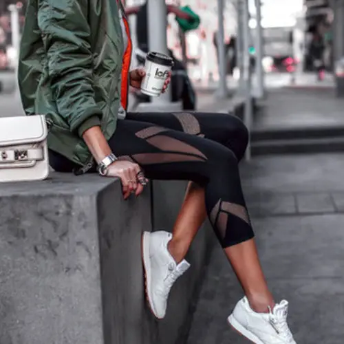 2019 Ženy Vysokým Pasem Prodyšné Měkké Legíny Běží Volně Slim Stretch 3/4 Kalhoty Nové 1