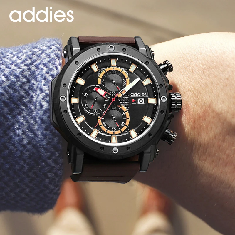 2020 Addies Světelný Muži Hodinky Luxusní Módní Vojenské Sportovní Quartz hodinky Pro Muže Relogio Masculino Vodotěsné 50M 2