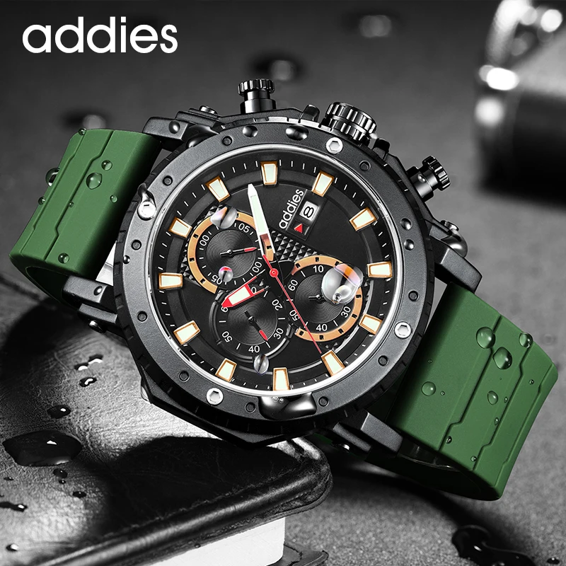 2020 Addies Světelný Muži Hodinky Luxusní Módní Vojenské Sportovní Quartz hodinky Pro Muže Relogio Masculino Vodotěsné 50M 3