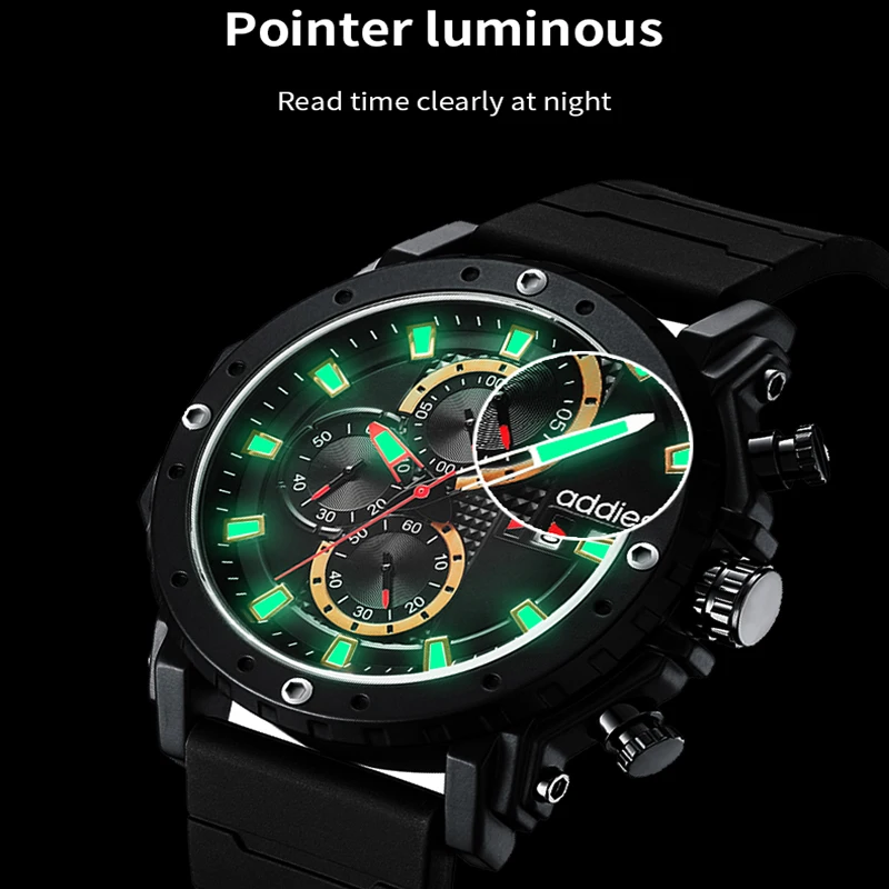 2020 Addies Světelný Muži Hodinky Luxusní Módní Vojenské Sportovní Quartz hodinky Pro Muže Relogio Masculino Vodotěsné 50M 5