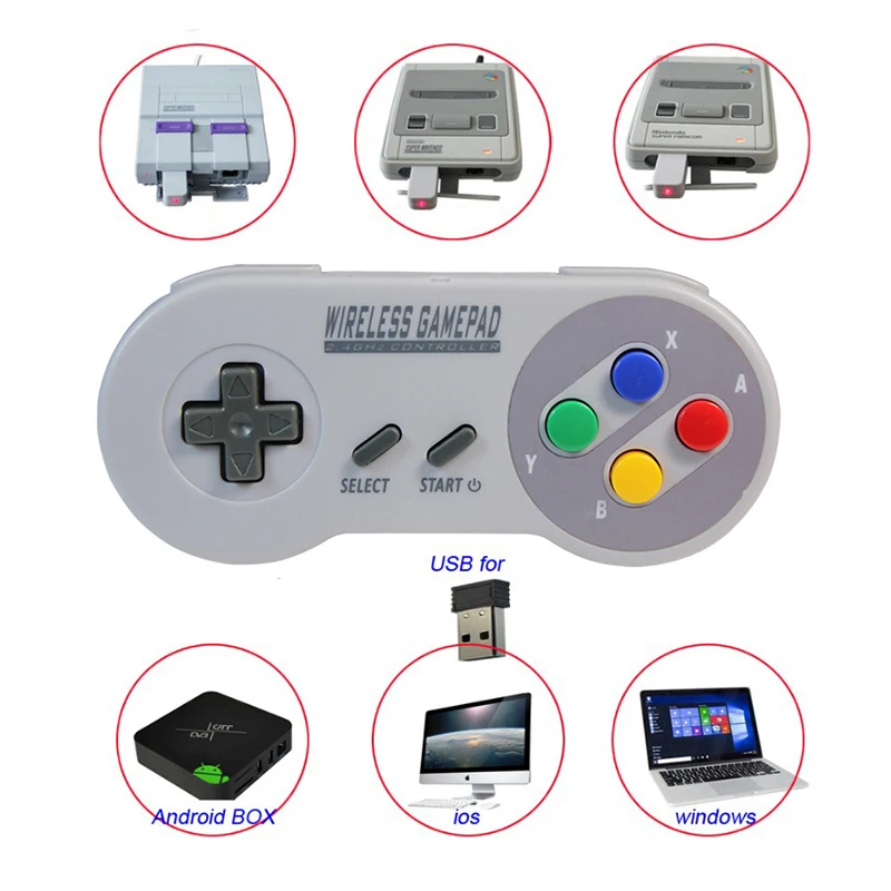 2020 Bezdrátové Gamepady 2.4 GHZ Joypad Joystick Controller pro SNES Super Nintendo Classic MINI Konzole dálkové Příslušenství 3
