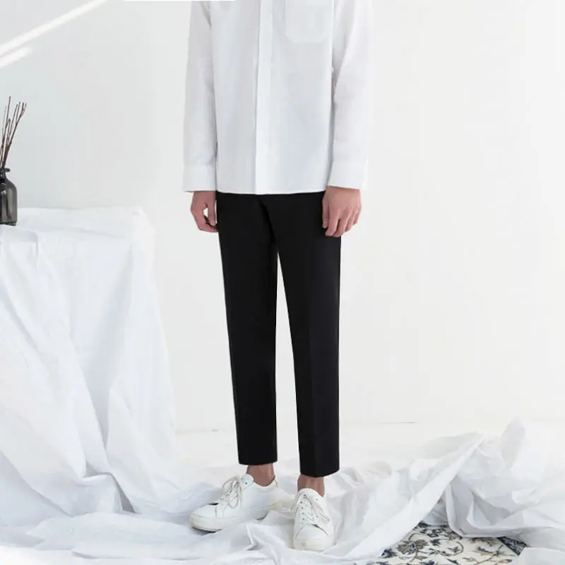 2020 korejský Styl Pánské Slim Fit Skinny Ležérní Kalhoty High-kvalitní Oblek Kalhoty Šedá/černá Barva Módní Kalhoty Plus Velikosti M-2XL 3