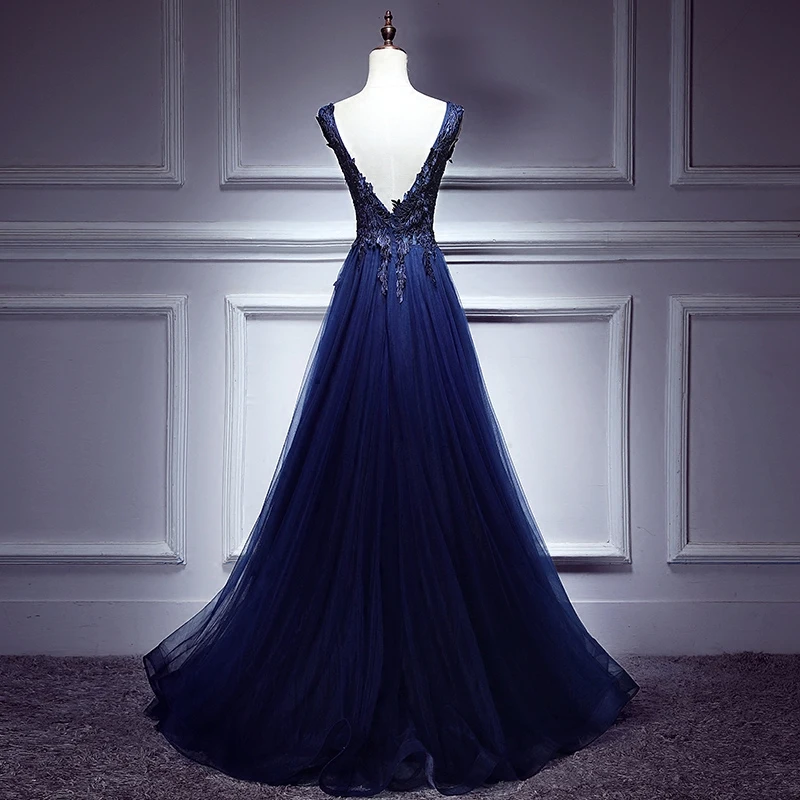 2020 Luxusní Krajka, S Krystal Večerní Šaty LAMYA s hlubokým Výstřihem Formální Šaty Dlouhé-Line Večerní Šaty na Zip vestido de festa 2
