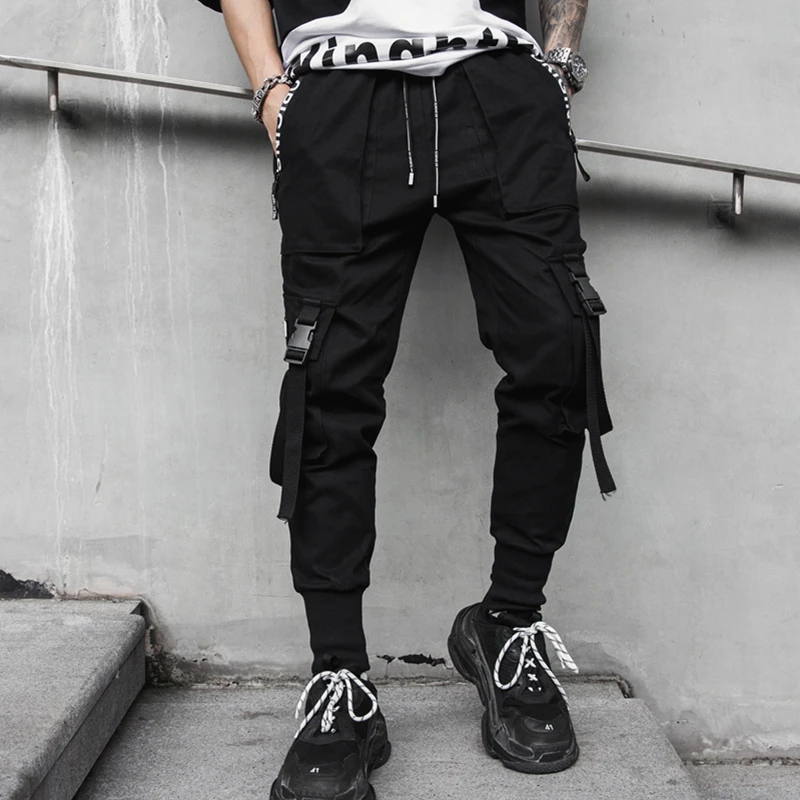 2020 nové jarní hip hop kalhoty klubu zpěváka jevištní kostým kalhoty Stuhy streetwear běžce tepláky ABZ256 2