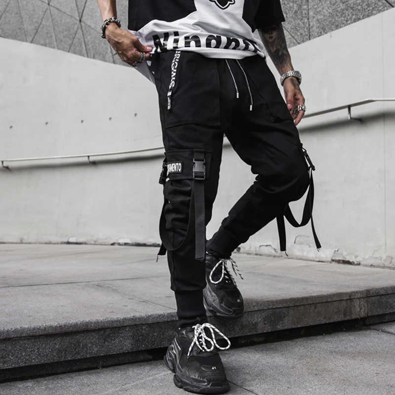 2020 nové jarní hip hop kalhoty klubu zpěváka jevištní kostým kalhoty Stuhy streetwear běžce tepláky ABZ256 4